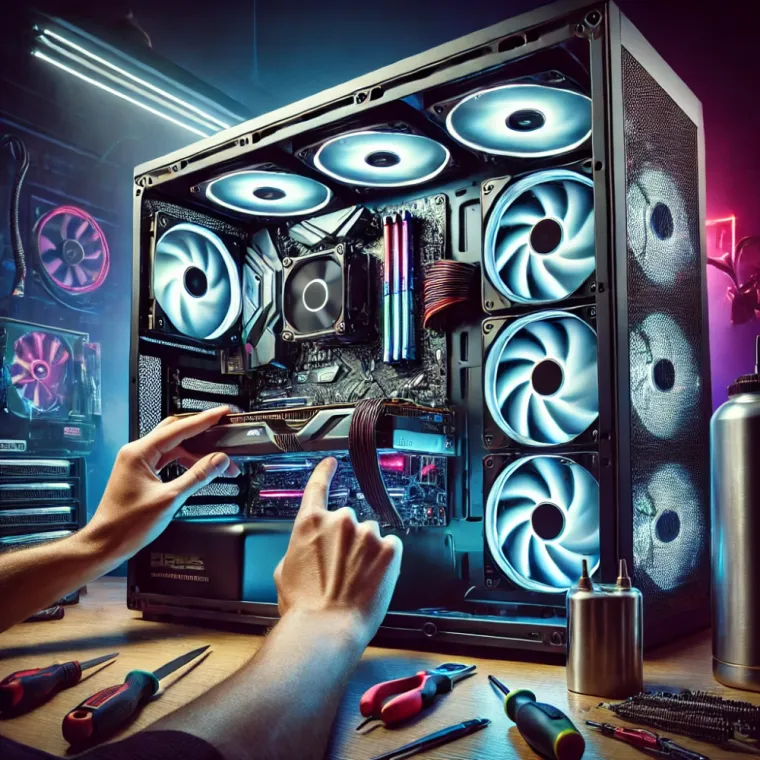 Montage ordinateur gaming, généré par DALL-E